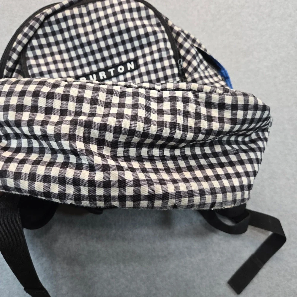 Burton Gingham Check Backpack Black White Blue Padded Laptop Sleeve Daypack